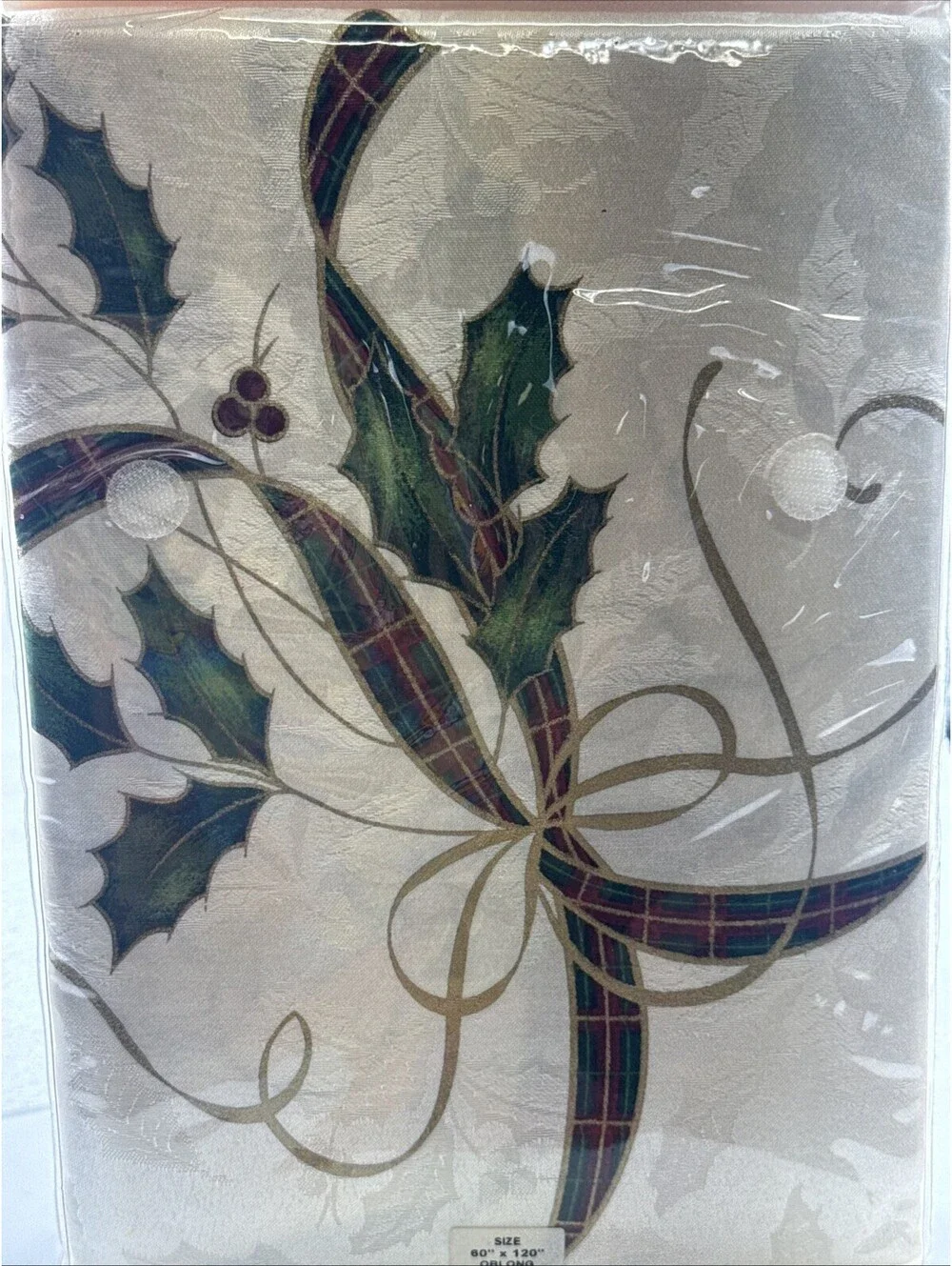 Lenox Christmas For the Holidays Tablecloth Oblong 60x120” Vintage Fine Linen